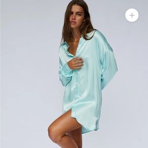 Oversized Silky Shirt Dress